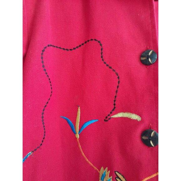 Vintage Patchington Aztec Tribal Embroidered Wearable Art Jacket Red Size M - Picture 3 of 16